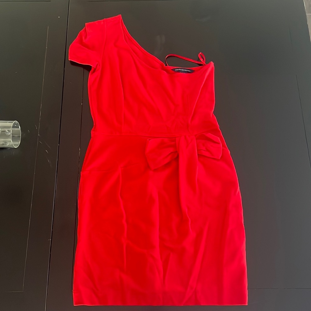 Red one shoulder dress